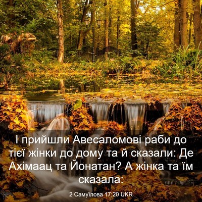 Picture 03 - 2 Самуїлова 17:20 UKR - І прийшли Авесаломові раби - Bible Verse Picture