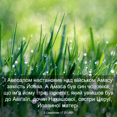 Picture 03 - 2 Самуїлова 17:25 UKR - І Авесалом настановив над - Bible Verse Picture