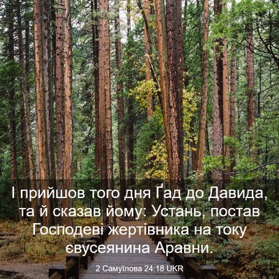 Picture 03 - 2 Самуїлова 24:18 UKR - І прийшов того дня Ґад до - Bible Verse Picture
