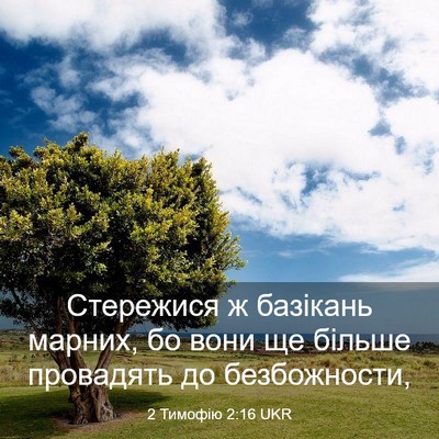 Picture 03 - 2 Тимофію 2:16 UKR - Стережися ж базікань - Bible Verse Picture