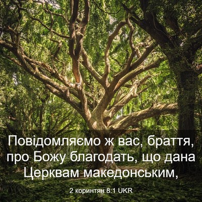 Picture 03 - 2 коринтян 8:1 UKR - Повідомляємо ж вас, браття, - Bible Verse Picture