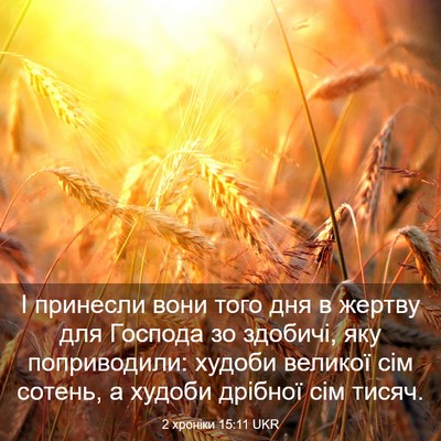 Picture 03 - 2 хроніки 15:11 UKR - І принесли вони того дня в - Bible Verse Picture