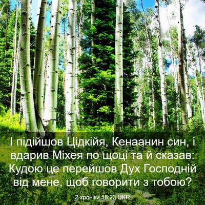 Picture 03 - 2 хроніки 18:23 UKR - І підійшов Цідкійя, - Bible Verse Picture