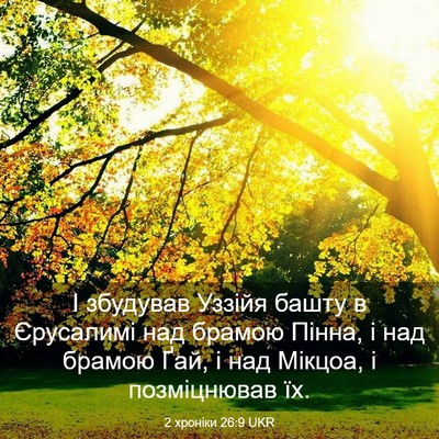 Picture 03 - 2 хроніки 26:9 UKR - І збудував Уззійя башту в - Bible Verse Picture