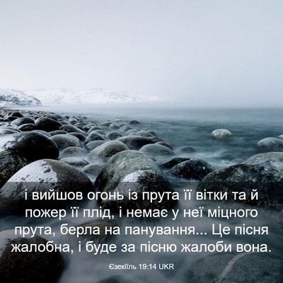 Picture 03 - Єзекіїль 19:14 UKR - і вийшов огонь із прута її - Bible Verse Picture