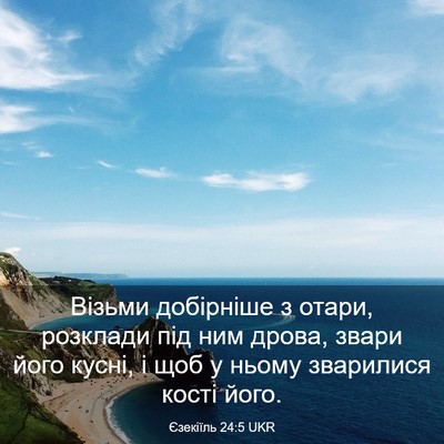 Picture 03 - Єзекіїль 24:5 UKR - Візьми добірніше з отари, - Bible Verse Picture