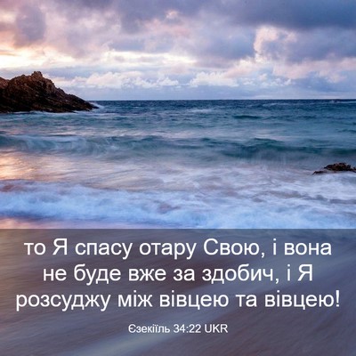 Picture 03 - Єзекіїль 34:22 UKR - то Я спасу отару Свою, і - Bible Verse Picture
