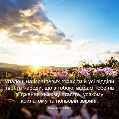 Picture 03 - Єзекіїль 39:4 UKR - Упадеш на Ізраїлевих горах - Bible Verse Picture