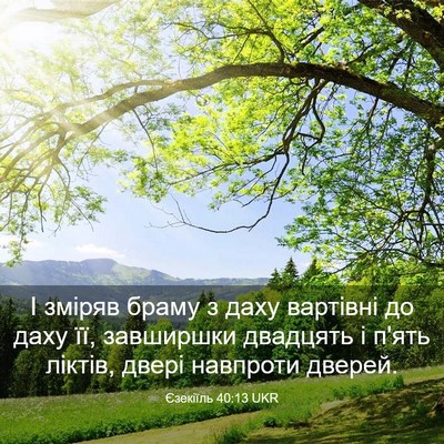 Picture 03 - Єзекіїль 40:13 UKR - І зміряв браму з даху - Bible Verse Picture