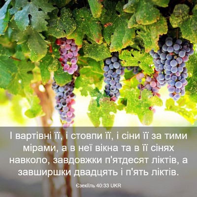 Picture 03 - Єзекіїль 40:33 UKR - І вартівні її, і стовпи її, - Bible Verse Picture