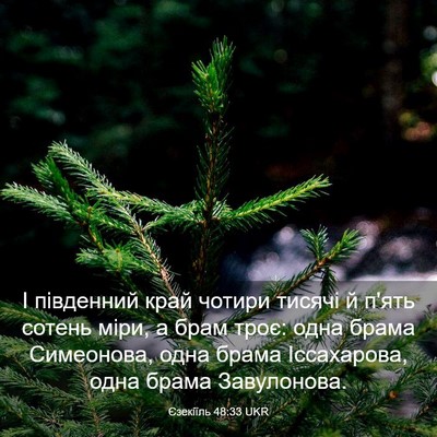 Picture 03 - Єзекіїль 48:33 UKR - І південний край чотири - Bible Verse Picture