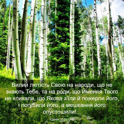 Picture 03 - Єремія 10:25 UKR - Вилий лютість Свою на - Bible Verse Picture