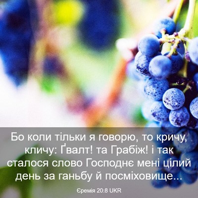 Picture 03 - Єремія 20:8 UKR - Бо коли тільки я говорю, то - Bible Verse Picture
