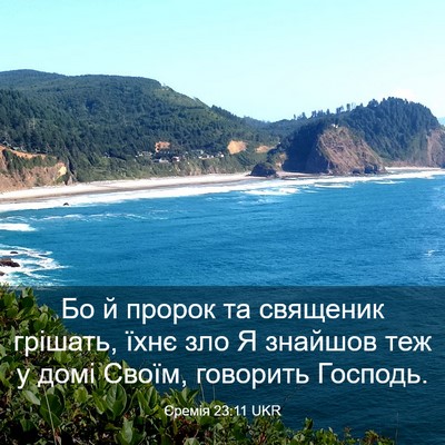 Picture 03 - Єремія 23:11 UKR - Бо й пророк та священик - Bible Verse Picture