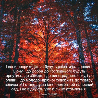 Picture 03 - Єремія 31:12 UKR - І вони поприходять, і - Bible Verse Picture
