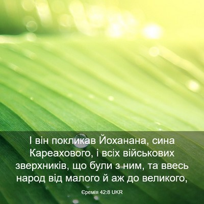 Picture 03 - Єремія 42:8 UKR - І він покликав Йоханана, - Bible Verse Picture