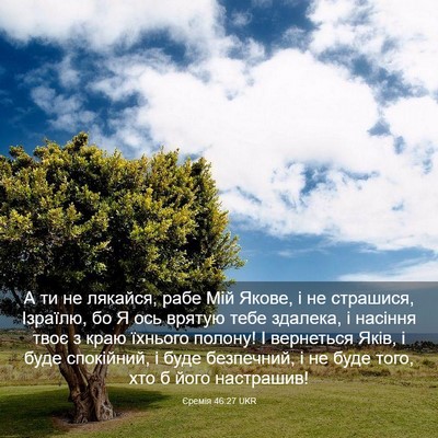 Picture 03 - Єремія 46:27 UKR - А ти не лякайся, рабе Мій - Bible Verse Picture