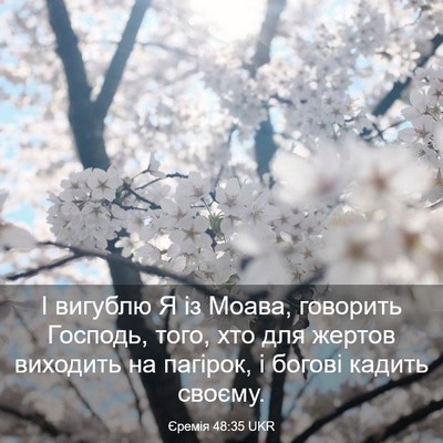 Picture 03 - Єремія 48:35 UKR - І вигублю Я із Моава, - Bible Verse Picture