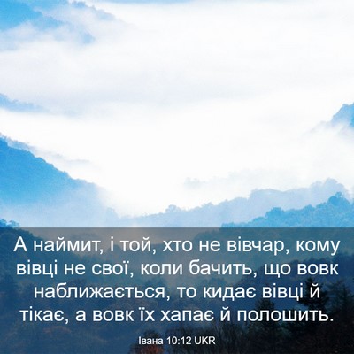 Picture 03 - Івана 10:12 UKR - А наймит, і той, хто не - Bible Verse Picture