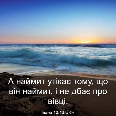 Picture 03 - Івана 10:13 UKR - А наймит утікає тому, що - Bible Verse Picture