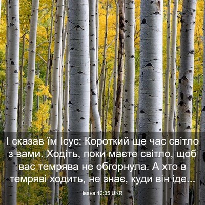 Picture 03 - Івана 12:35 UKR - І сказав їм Ісус: Короткий - Bible Verse Picture