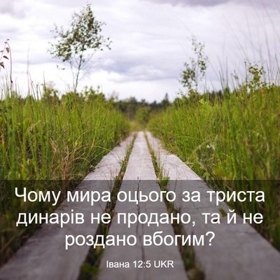 Picture 03 - Івана 12:5 UKR - Чому мира оцього за триста - Bible Verse Picture