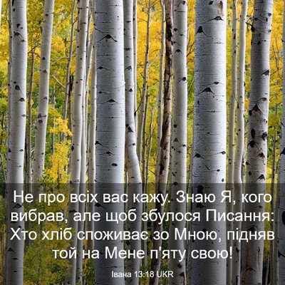Picture 03 - Івана 13:18 UKR - Не про всіх вас кажу. Знаю - Bible Verse Picture