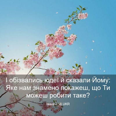 Picture 03 - Івана 2:18 UKR - І обізвались юдеї й - Bible Verse Picture