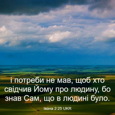 Picture 03 - Івана 2:25 UKR - і потреби не мав, щоб хто - Bible Verse Picture