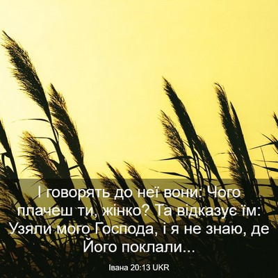 Picture 03 - Івана 20:13 UKR - І говорять до неї вони: - Bible Verse Picture