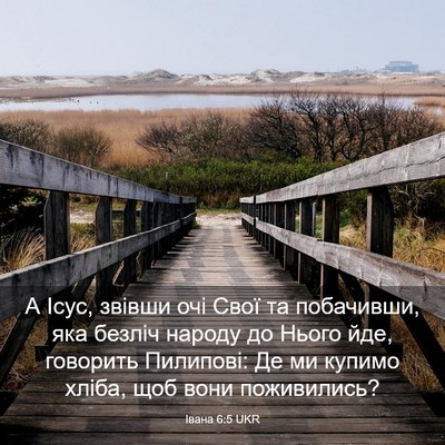 Picture 03 - Івана 6:5 UKR - А Ісус, звівши очі Свої та - Bible Verse Picture