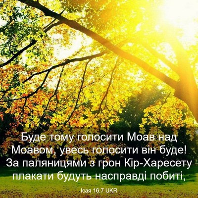 Picture 03 - Ісая 16:7 UKR - Буде тому голосити Моав - Bible Verse Picture