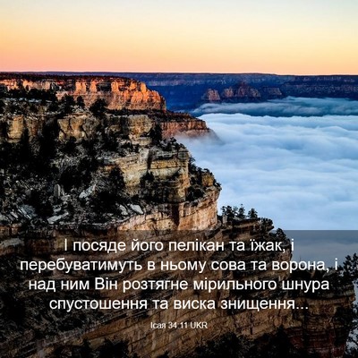 Picture 03 - Ісая 34:11 UKR - І посяде його пелікан та - Bible Verse Picture