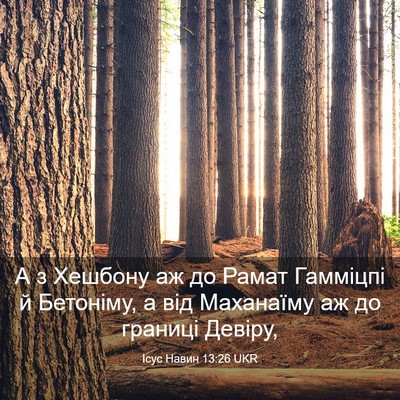 Picture 03 - Ісус Навин 13:26 UKR - А з Хешбону аж до Рамат - Bible Verse Picture
