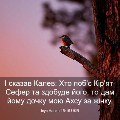 Picture 03 - Ісус Навин 15:16 UKR - І сказав Калев: Хто поб'є - Bible Verse Picture