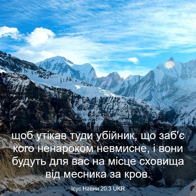Picture 03 - Ісус Навин 20:3 UKR - щоб утікав туди убійник, що - Bible Verse Picture