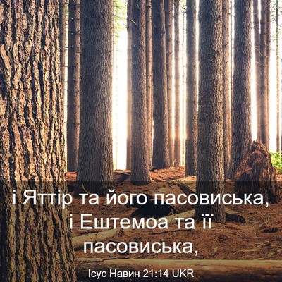 Picture 03 - Ісус Навин 21:14 UKR - і Яттір та його пасовиська, - Bible Verse Picture