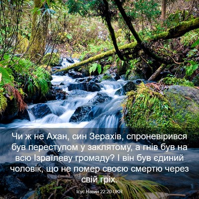 Picture 03 - Ісус Навин 22:20 UKR - Чи ж не Ахан, син Зерахів, - Bible Verse Picture