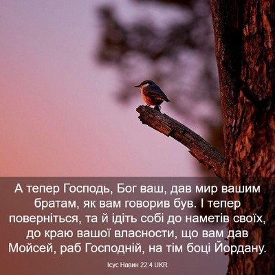 Picture 03 - Ісус Навин 22:4 UKR - А тепер Господь, Бог ваш, - Bible Verse Picture