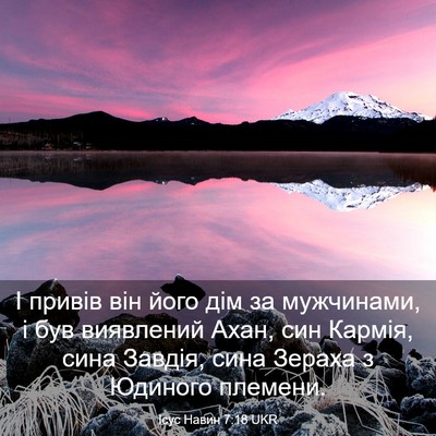 Picture 03 - Ісус Навин 7:18 UKR - І привів він його дім за - Bible Verse Picture
