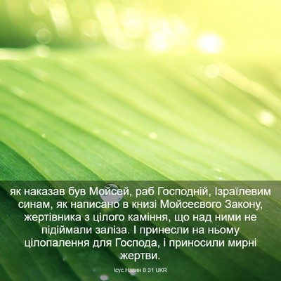 Picture 03 - Ісус Навин 8:31 UKR - як наказав був Мойсей, раб - Bible Verse Picture