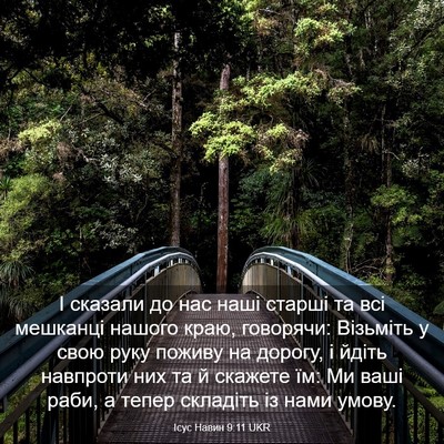 Picture 03 - Ісус Навин 9:11 UKR - І сказали до нас наші - Bible Verse Picture