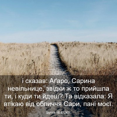 Picture 03 - Буття 16:8 UKR - і сказав: Аґаро, Сарина - Bible Verse Picture