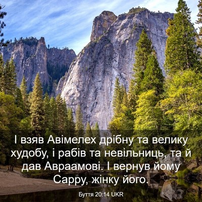 Picture 03 - Буття 20:14 UKR - І взяв Авімелех дрібну та - Bible Verse Picture
