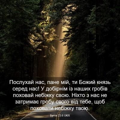 Picture 03 - Буття 23:6 UKR - Послухай нас, пане мій, ти - Bible Verse Picture