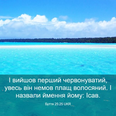 Picture 03 - Буття 25:25 UKR - І вийшов перший - Bible Verse Picture