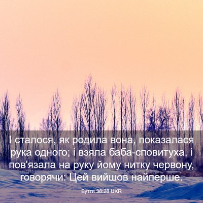 Picture 03 - Буття 38:28 UKR - І сталося, як родила вона, - Bible Verse Picture