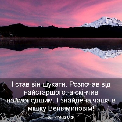 Picture 03 - Буття 44:12 UKR - І став він шукати. Розпочав - Bible Verse Picture