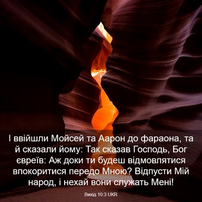 Picture 03 - Вихід 10:3 UKR - І ввійшли Мойсей та Аарон - Bible Verse Picture