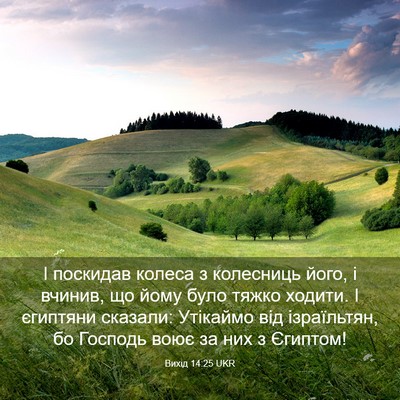 Picture 03 - Вихід 14:25 UKR - І поскидав колеса з - Bible Verse Picture